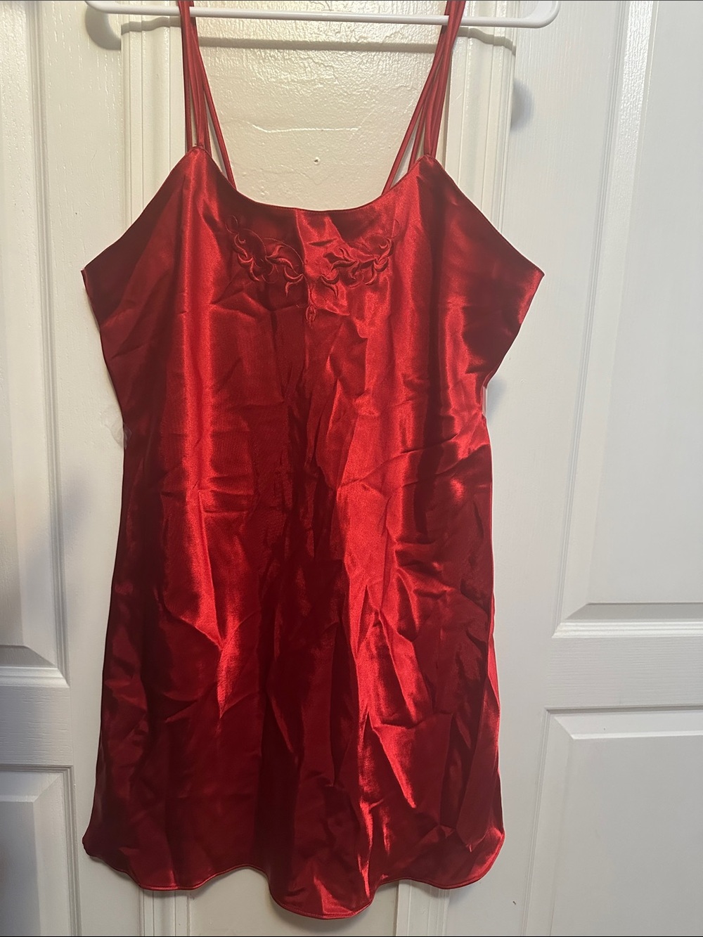 Red Satin Slip Dress